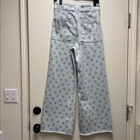 Zara Light Blue Floral Wide Leg Jeans Size 6 - Picture 3 of 9